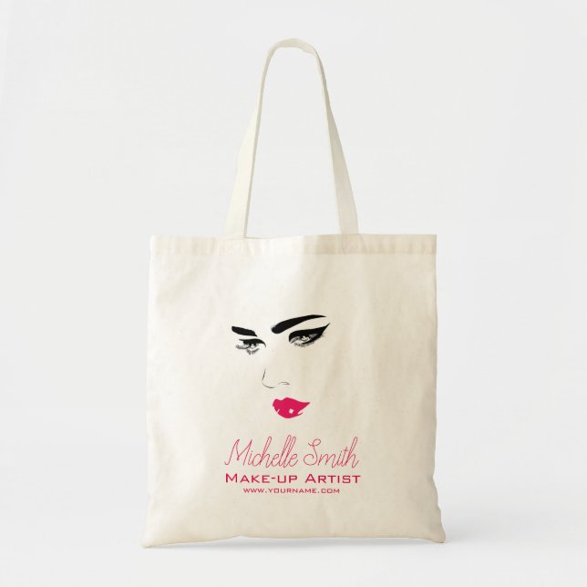 Bold Minimalist Pink Black Modern Makeup Artist  Tote Bag (Front)