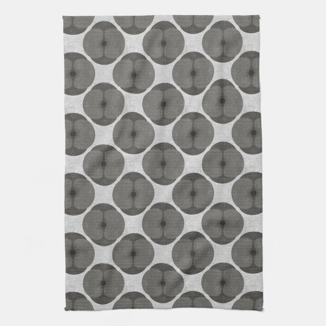 Bold Minimalist Poppy Textured Floral Black Kitchen Towel (Vertical)