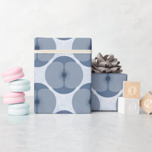 Bold Minimalist Poppy Textured Floral Blue Wrapping Paper