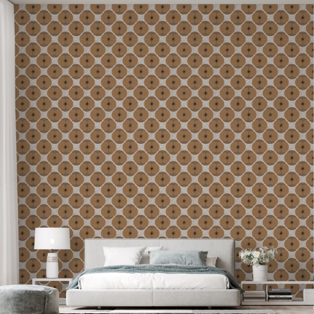 Bold Minimalist Poppy Textured Floral Brown Wallpaper (Bedroom)