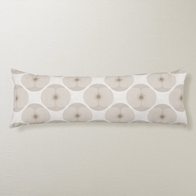 Bold Minimalist Poppy Textured Floral Cream Body Pillow (Front)