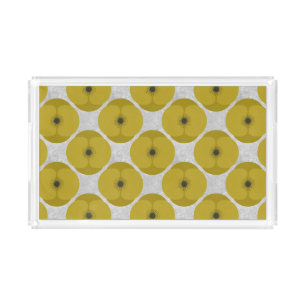 Bold Minimalist Poppy Textured Floral Yellow Acrylic Tray