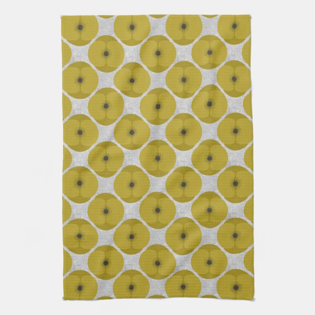 Bold Minimalist Poppy Textured Floral Yellow Kitchen Towel (Vertical)