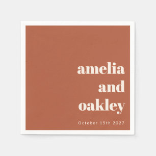 Bold Minimalist Rust Fall Retro Custom Wedding Napkins