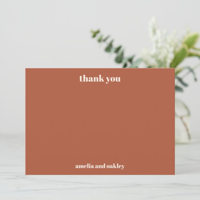 Bold Minimalist Rust Fall Retro Custom Wedding Thank You Card (Standing Front)