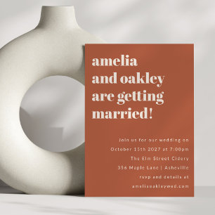 Bold Minimalist Rust Retro Simple Wedding Website Invitation