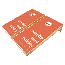 Bold Minimalist Summer Orange Retro Custom Wedding