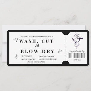 Bold Minimalist Wash, Cut & Blow Dry Voucher Invitation