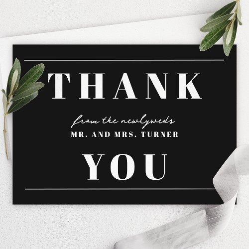 Bold Minimalist White And Black Wedding Thank You