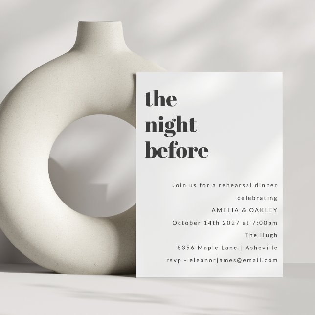 Bold Minimalist White Simple Rehearsal Dinner Invitation (Creator Uploaded)