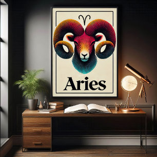 Bold Minimalistic Aries Zodiac Sign Poster