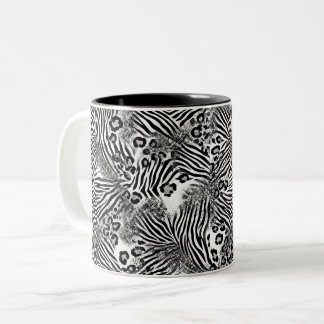 Bold Mixed Animal Print Seamless Pattern in Black  Two-Tone Coffee Mug