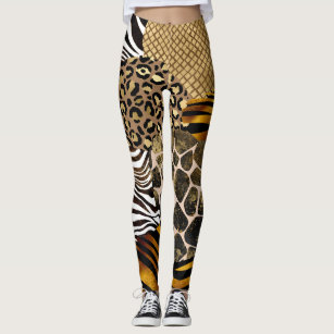 Animal Tiger Stripes Gold Leggings - Fashionnoiz