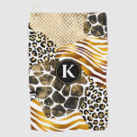 Bold Mixed Animal Prints With Gold Accents Golf Towel at Zazzle