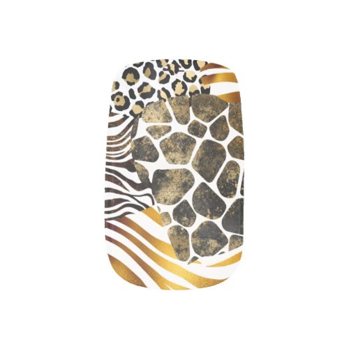 Bold Mixed Animal Prints with Gold Accents Minx Nail Art