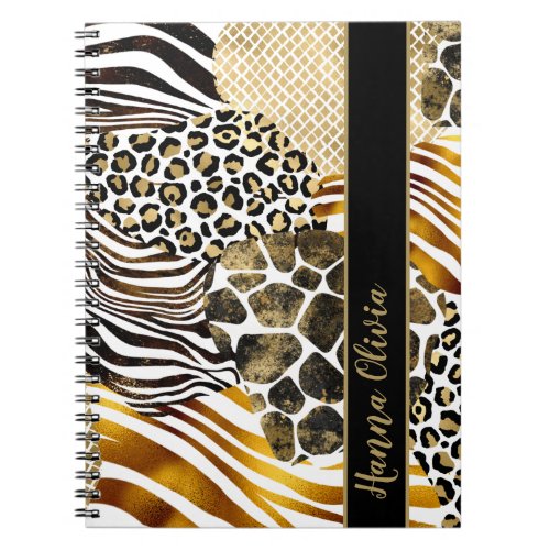 Bold Mixed Animal Prints with Gold Accents Notebook