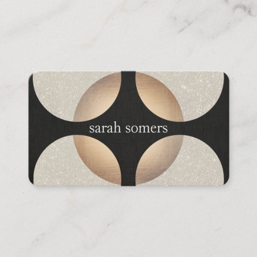 Bold Mod Faux Gold Foil and Glitter Black Retro Double-Sided Standard Business Cards (Pack Of 100)