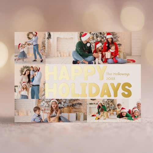 Bold Moden Six_Photo Happy Gold Foil Holiday Card