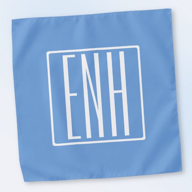 Bold Modern 3 Initials Monogram | Soft Blue Bandana (Creator Uploaded)