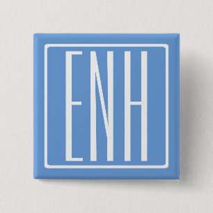 Bold Modern 3 Initials Monogram Soft Blue Button