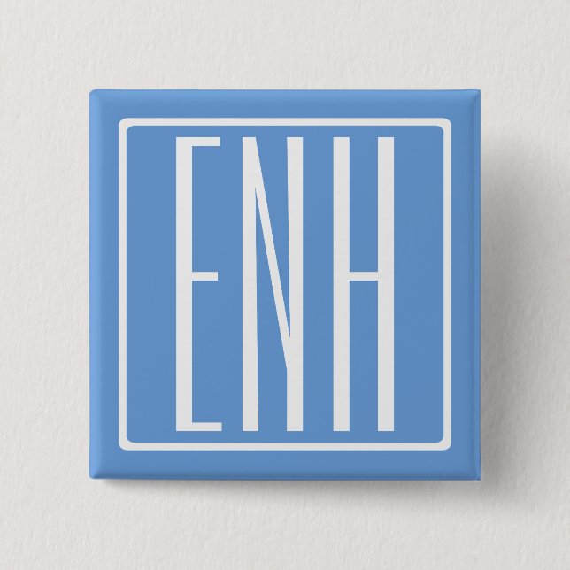 Bold Modern 3 Initials Monogram | Soft Blue Button (Front)