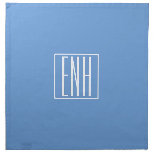 Bold Modern 3 Initials Monogram  Soft Blue Cloth Napkin