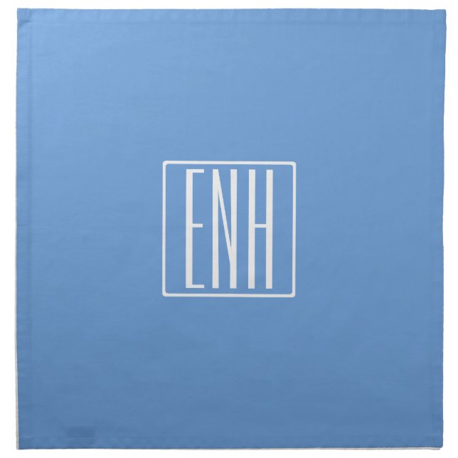 Bold Modern 3 Initials Monogram | Soft Blue Cloth Napkin (Front)