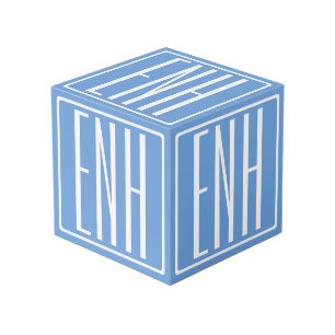 Bold Modern 3 Initials Monogram Soft Blue Cube