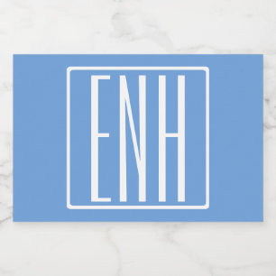 Bold Modern 3 Initials Monogram   Soft Blue Food Label