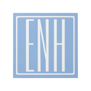 Bold Modern 3 Initials Monogram Soft Blue Gallery Wrap