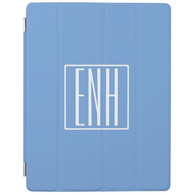 Bold Modern 3 Initials Monogram | Soft Blue iPad Smart Cover (Front)