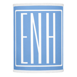 Bold Modern 3 Initials Monogram Soft Blue Lamp Shade