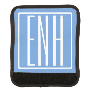 Bold Modern 3 Initials Monogram   Soft Blue Luggage Handle Wrap