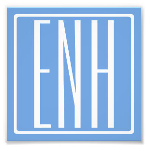 Bold Modern 3 Initials Monogram   Soft Blue Photo Print