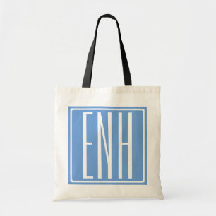 Bold Modern 3 Initials Monogram Soft Blue Tote Bag
