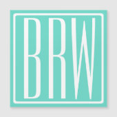 Bold Modern 3 Initials Monogram | White On Aqua (Front)