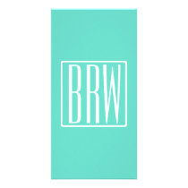 Bold Modern 3 Initials Monogram | White On Aqua Card