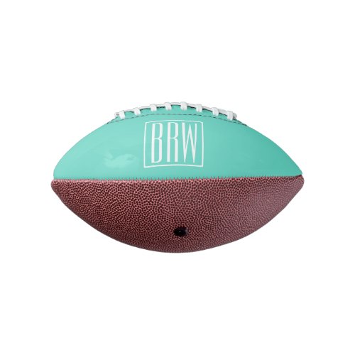 Bold Modern 3 Initials Monogram  White On Aqua Football