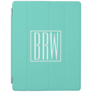 Bold Modern 3 Initials Monogram | White On Aqua iPad Smart Cover