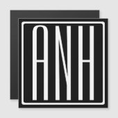 Bold Modern 3 Initials Monogram | White On Black (Front/Back)