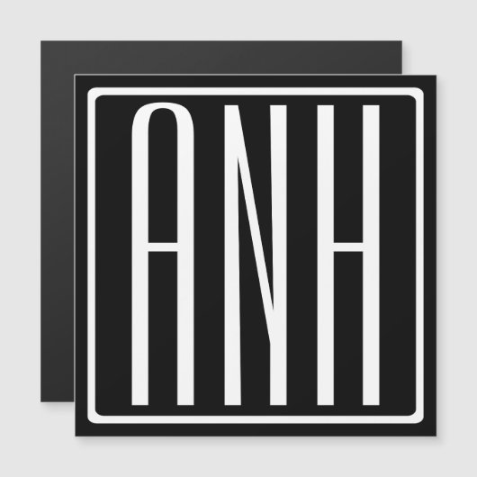 Bold Modern 3 Initials Monogram | White On Black (Front/Back)