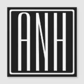 Bold Modern 3 Initials Monogram | White On Black (Front)