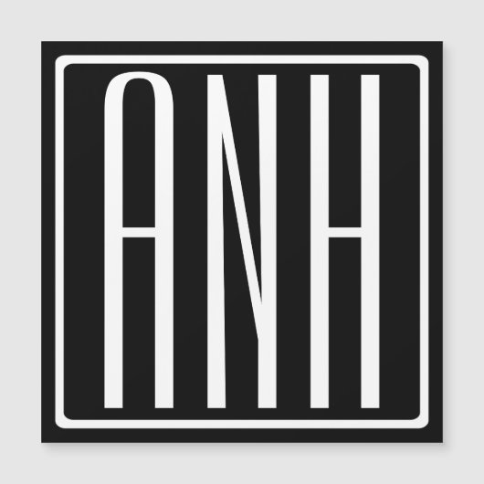 Bold Modern 3 Initials Monogram | White On Black (Front)