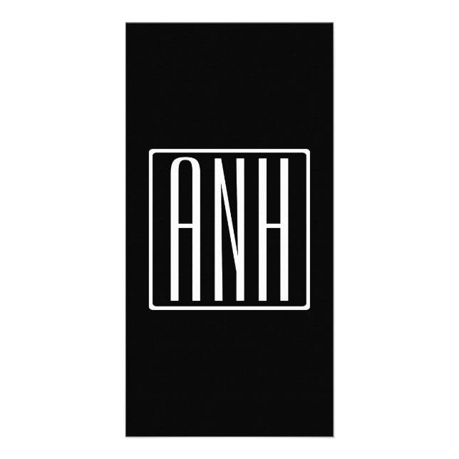 Bold Modern 3 Initials Monogram | White On Black Card (Front)