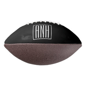Bold Modern 3 Initials Monogram | White On Black Football