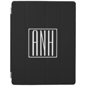 Bold Modern 3 Initials Monogram | White On Black iPad Smart Cover