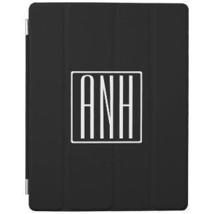 Bold Modern 3 Initials Monogram White On Black iPad Smart Cover