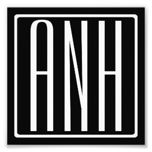 Bold Modern 3 Initials Monogram   White On Black Photo Print