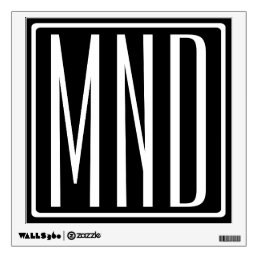 Bold Modern 3 Initials Monogram | White On Black Wall Decal