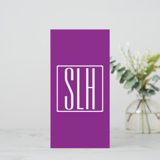 Bold Modern 3 Initials Monogram | White & Purple (Standing Front)